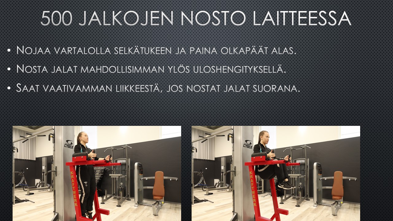 jalkojen nosto laitteessa